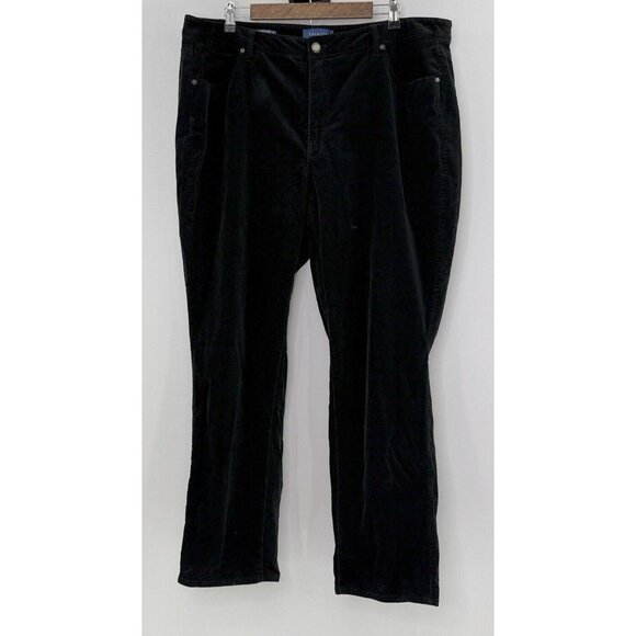 Talbots Plus Size‎ Black High-Waist Straight-Leg Curvy Corduroy Pants Sz 18W - Picture 1 of 9